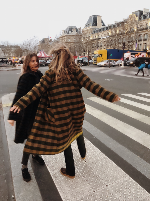 Matrix Coat Long - Green & Yellow