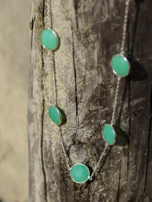ketting-38 Green chrysoprase and silver necklace