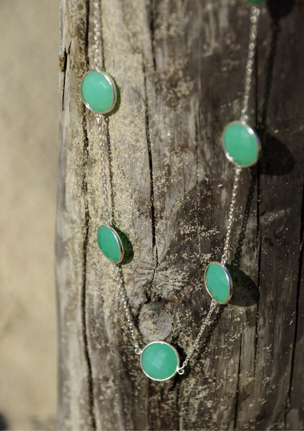 Green chrysoprase and silver necklace