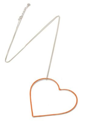 orange1 LARGE HEART - Silver Orange