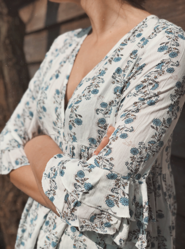White Blue Daisy Blouse
