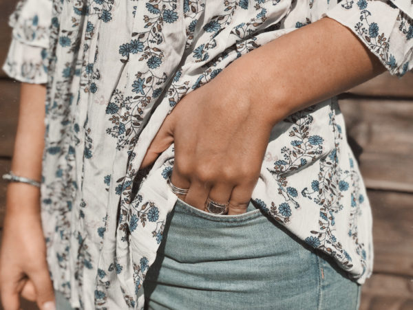 White Blue Daisy Blouse